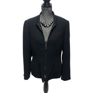 Worthington Blazer Womens Size 12 Black Zippered Pockets Jacket Office Career